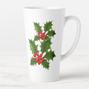 Caneca De Café Latte Holiday Holly Latte Mug