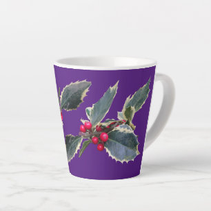 Caneca De Café Latte Holly Cust Europeu. Lata Roxa