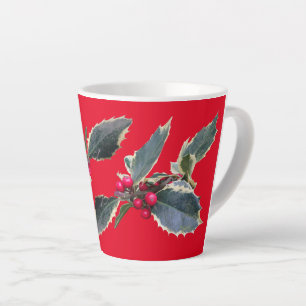Caneca De Café Latte Holly Cust Europeu. Red Latte Mug