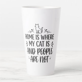 Caneca De Café Latte Home Is Where My Cat Is And People Are Not Elegant