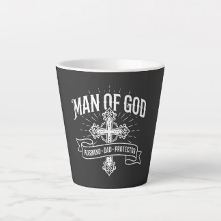 Caneca De Café Latte Homem de Deus Marido Pai Protetor Camisa Cristão