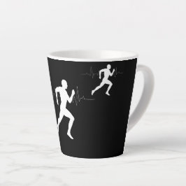 Caneca De Café Latte Homem Runners Silhouette HeartBeat Line