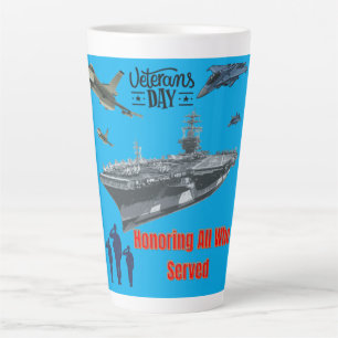 Caneca De Café Latte Homenageando o poderoso militar azul