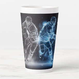Caneca De Café Latte Hóquei em Gelo de Nome Personalizado