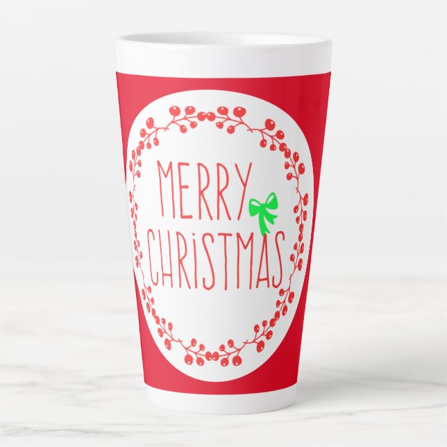 Caneca De Café Latte Hora de Natal, Tome uma Feliz de Taça o'Latch (Frente)