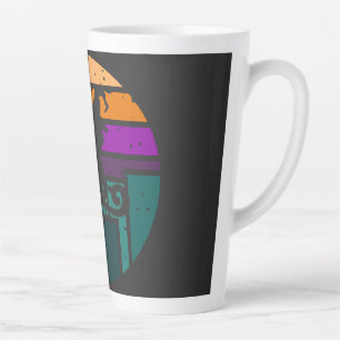 Caneca De Café Latte Hora De Voar - Gato De Bruxa Solar Retro Halloween