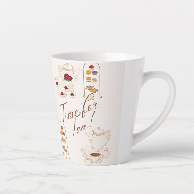 Caneca De Café Latte Hora do chá! (Direita)