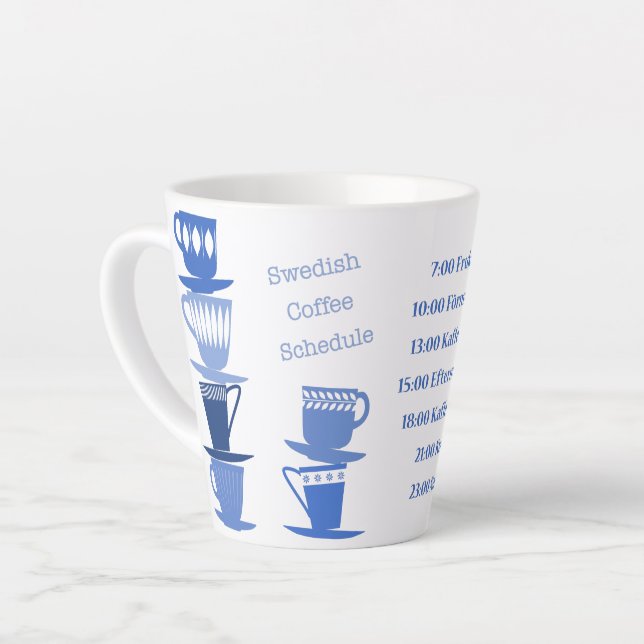 Caneca De Café Latte Horário do Café Sueco - Mug Latente - Azul (Ângulo esquerdo)