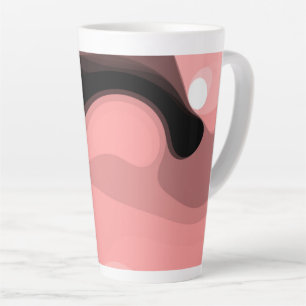 Caneca De Café Latte Horizonte Sunset: Abstrato cor-de-rosa, preto e br
