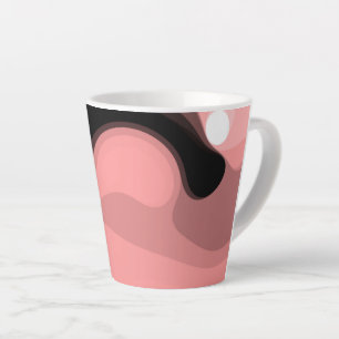 Caneca De Café Latte Horizonte Sunset: Abstrato cor-de-rosa, preto e br