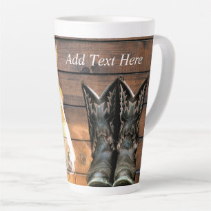 Caneca De Café Latte Horse Cowboy Boots Conselho Russo de Celeiro