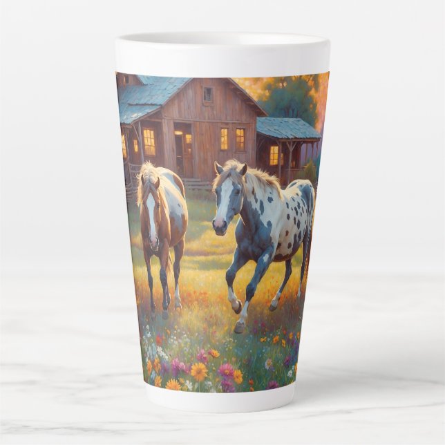 Caneca De Café Latte Horse Farm (Frente)