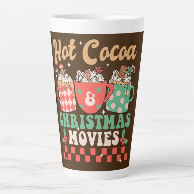 Caneca De Café Latte Hot Cocoa & Christmas Movies (Frente)