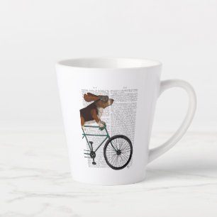 Caneca De Café Latte Hound Basset na Bicicleta