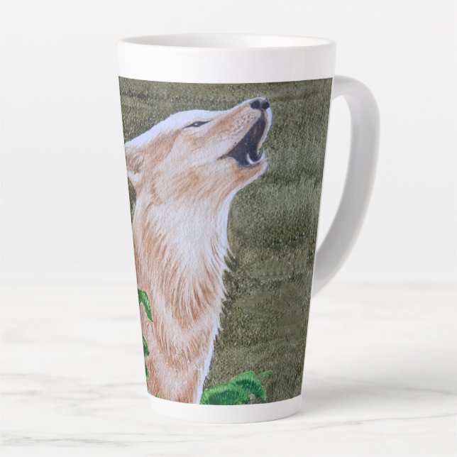 Caneca De Café Latte Howling Coyote (Ângulo direito)
