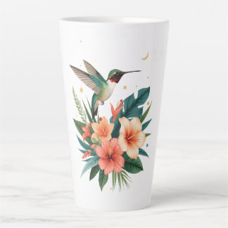 Caneca De Café Latte Hummingbird Bloom Tropical Mug