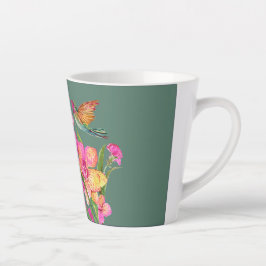 Caneca De Café Latte Hummingbird e Orquídeas