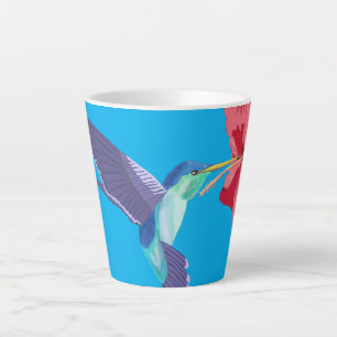 Caneca De Café Latte Hummingbird e Red Hibiscus