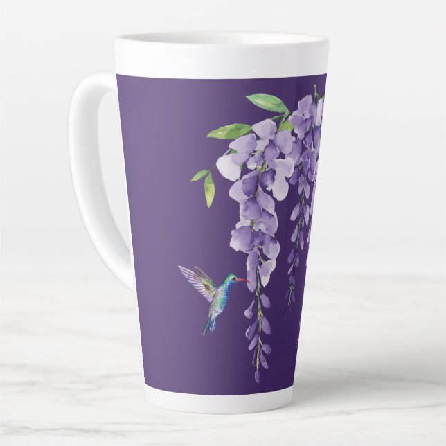 Caneca De Café Latte Hummingbird e Wisteria (Ângulo esquerdo)