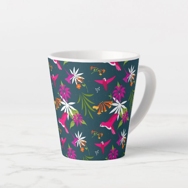 Caneca De Café Latte Hummingbird Pano Pinto Raposa Tropical (Ângulo direito)