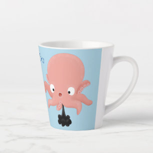 Caneca De Café Latte Humor animado de polvo de bebê rosa e bonito