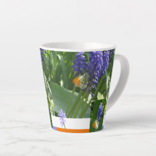 Caneca De Café Latte Hyacinte de Uva com Design de Borboleta