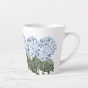 Caneca De Café Latte Hydrangea Flor Azul 