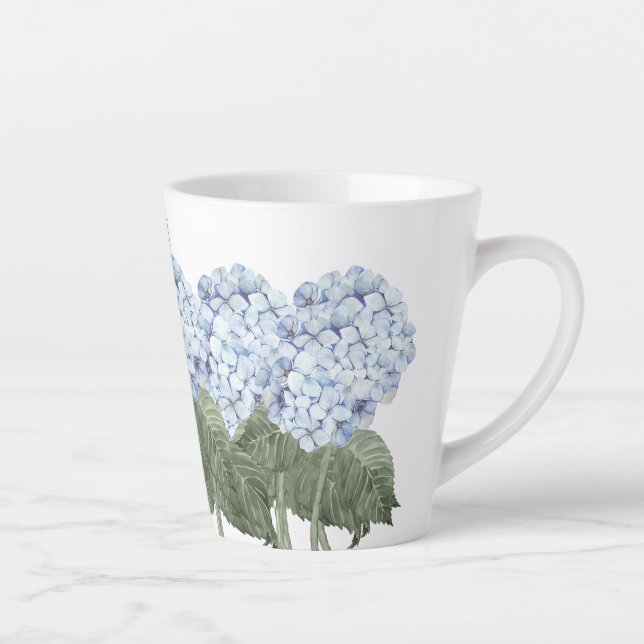 Caneca De Café Latte Hydrangea Flor Azul  (Direita)