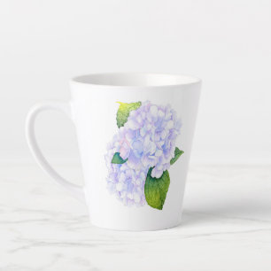 Caneca De Café Latte Hydrangeas de Aquarela