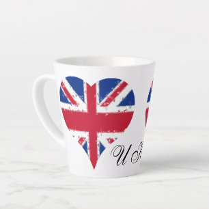 Caneca De Café Latte I Heart UK British Flag Excelente Brittan