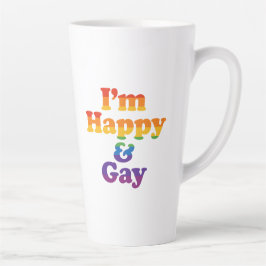 Caneca De Café Latte “I’m Happy & Gay” Mug – Bold Pride Latte Cup