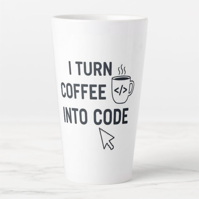 Caneca De Café Latte I Turn Coffee Into Code - Funny Programmer Quote (Frente)