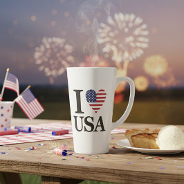CANECA DE CAFÉ LATTE "I ❤️ USA"