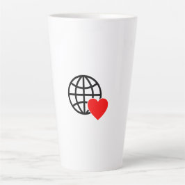 Caneca De Café Latte Ícone do Globo de Amor Mundial | Coração Terra Des