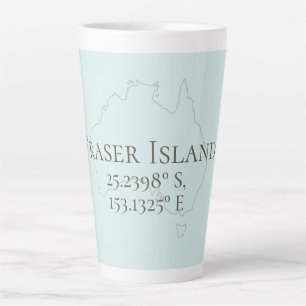Caneca De Café Latte Ilha Fraser Austrália Latitude & Longitude