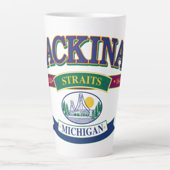 Caneca De Café Latte Ilha Mackinac Michigan (Frente)
