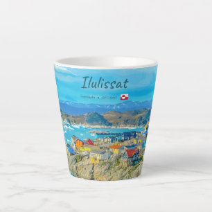 Caneca De Café Latte Ilulissat, Groenlândia - Pequena Cidade de Iceberg
