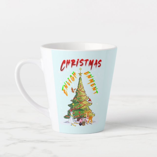 Caneca De Café Latte Iluminação de Natal (Esquerda)