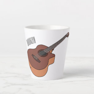 Caneca De Café Latte Ilustração acústica de desenho animado
