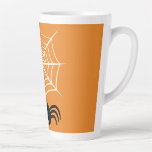Caneca De Café Latte Ilustração Assustadora de Aranha de Halloween