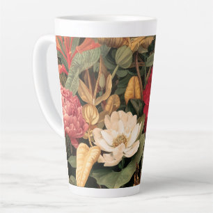 Caneca De Café Latte Ilustração Botânica Vintage