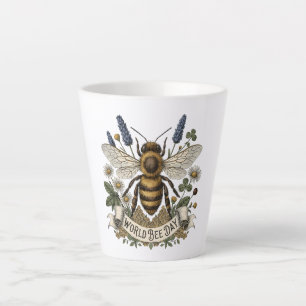 Caneca De Café Latte Ilustração Botânica Vintage para o Dia Mundial das