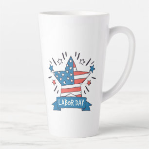 Caneca De Café Latte Ilustração Criativa do Dia do Trabalho Americano
