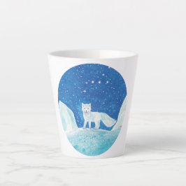 Caneca De Café Latte Ilustração da Pequena Raposa Árctica (Vulpes lagop