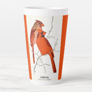 Caneca De Café Latte Ilustração das aves cardinais