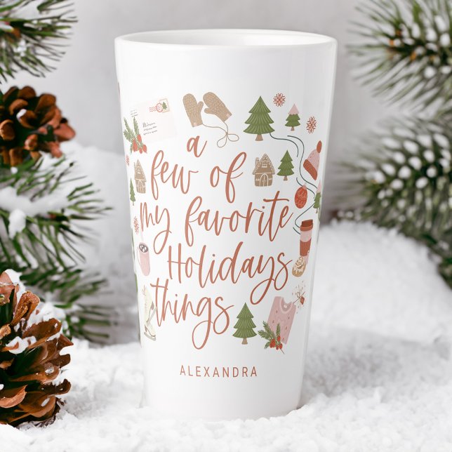 Caneca De Café Latte Ilustração de Coisas de Férias Favoritas (A Few of My Favourite Holiday Things Illustration Latte Mug)