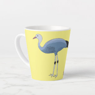 Caneca De Café Latte Ilustração de desenho animado com guindaste azul