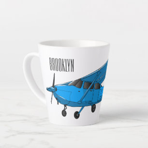 Caneca De Café Latte Ilustração de desenho animado de aeronaves de asa 
