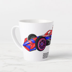 Caneca De Café Latte Ilustração de desenho animado de automóveis de cor