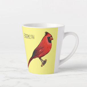 Caneca De Café Latte ilustração de desenho animado de aves cardeal nort